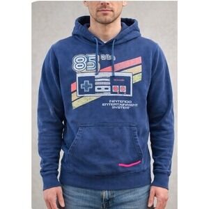 Adult Small Navy‎ Nintendo NES 85 Controller Graphic Hoodie Sweatshirt Official